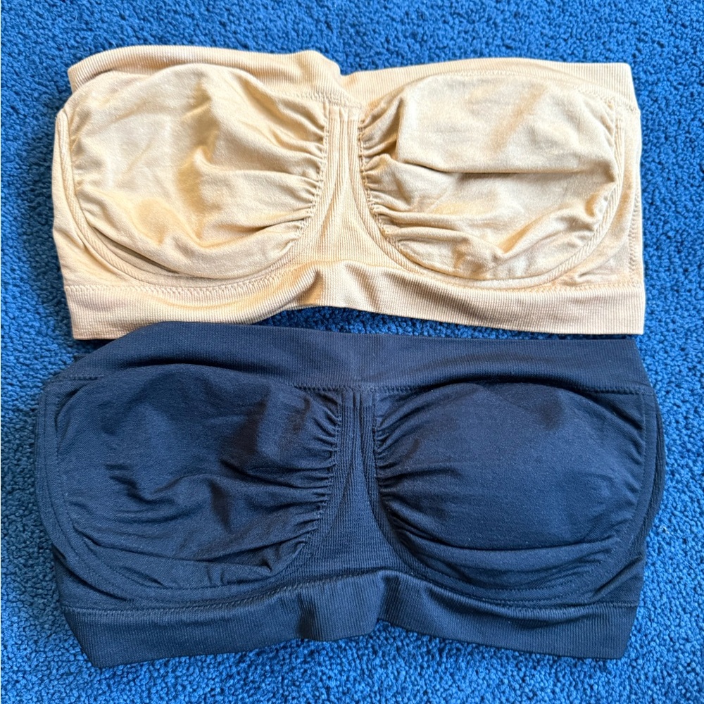 Breezies Tan and Black Underwire Bandeau Bras